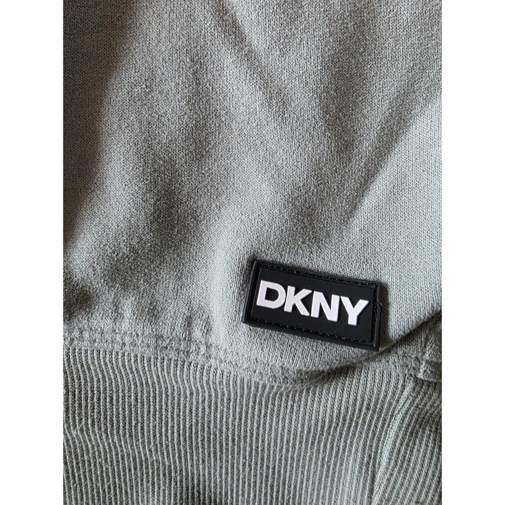 DKNY Sport Womens Sage Green Cropped Sweatshirt Relaxed Crew Neck Pullover Small - Picture 2 of 4